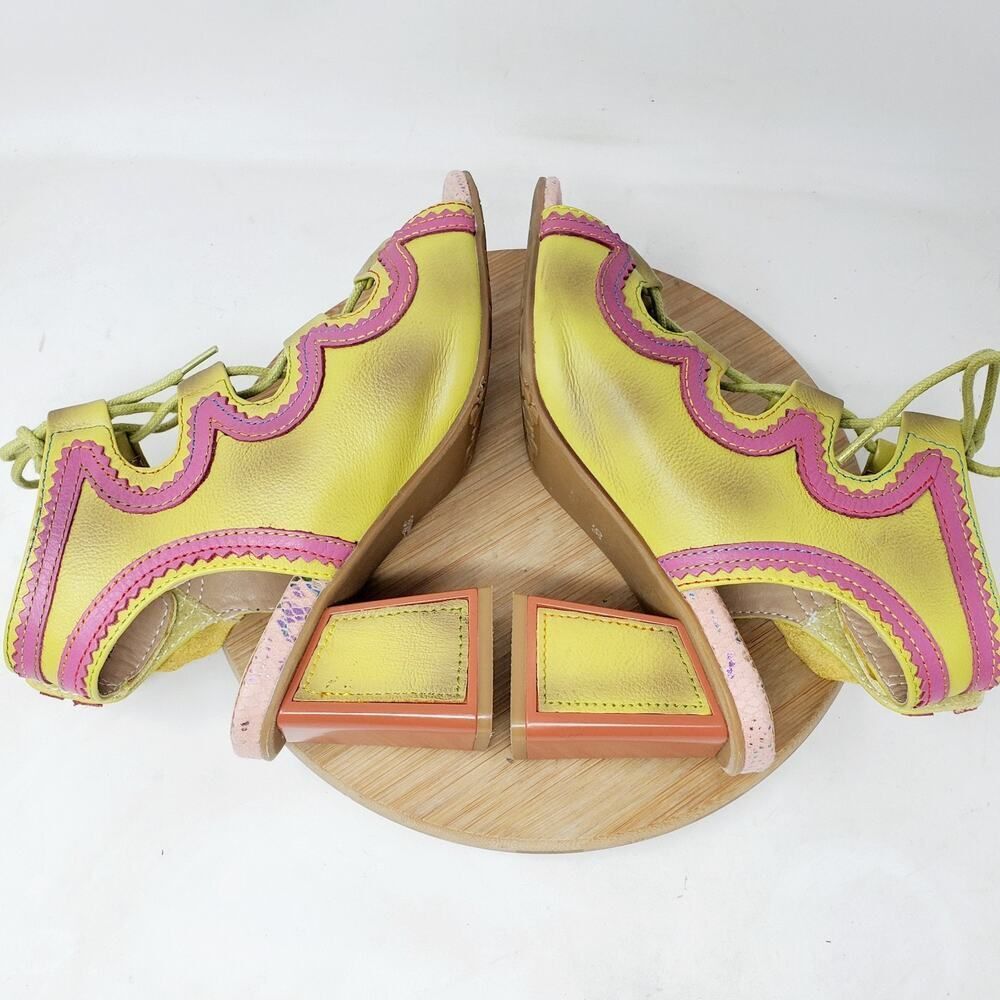 L'Artiste Shoes Womens 35 Supercute Colorful Flower Lace Up Fishtail Heel Sandal - Picture 10 of 13